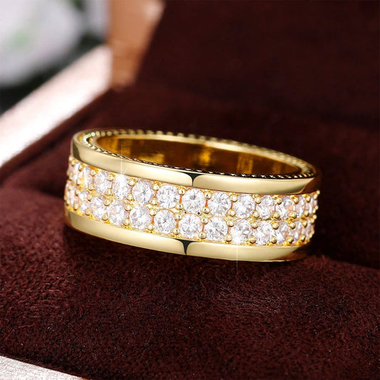 Ricady Jewel Vintage Double Row Zircon Ring - Wedding Season Statement Band