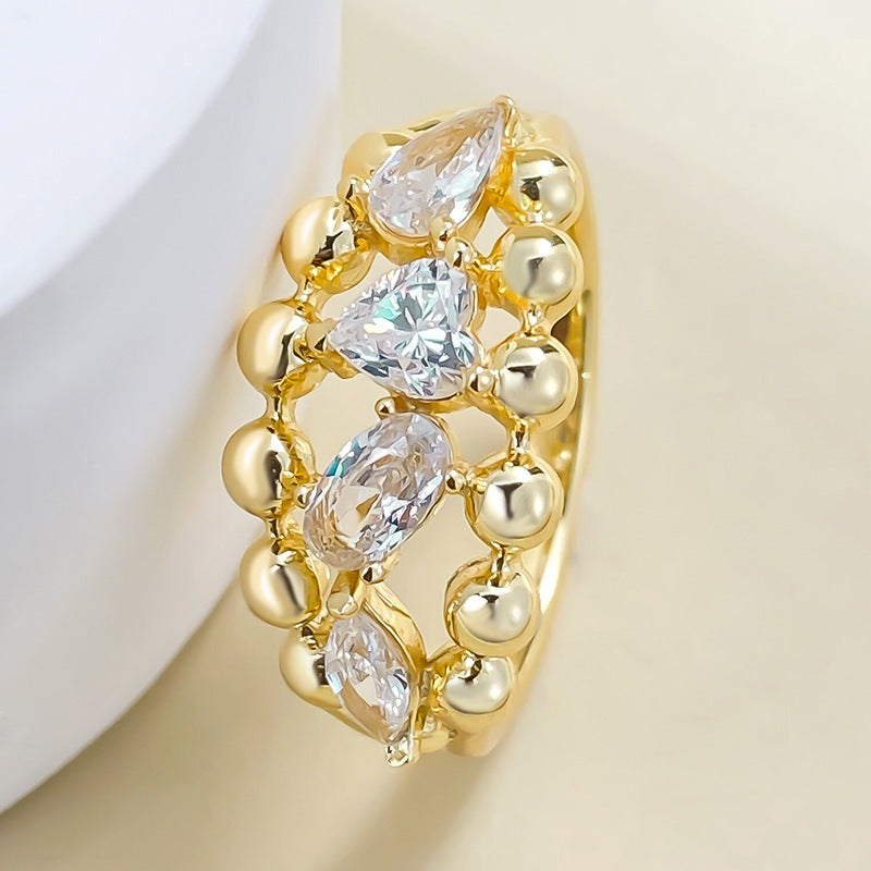 Beaded Eternity Ring | S925 Silver Gold-Plated Ins Style Romantic Chic Jewelry