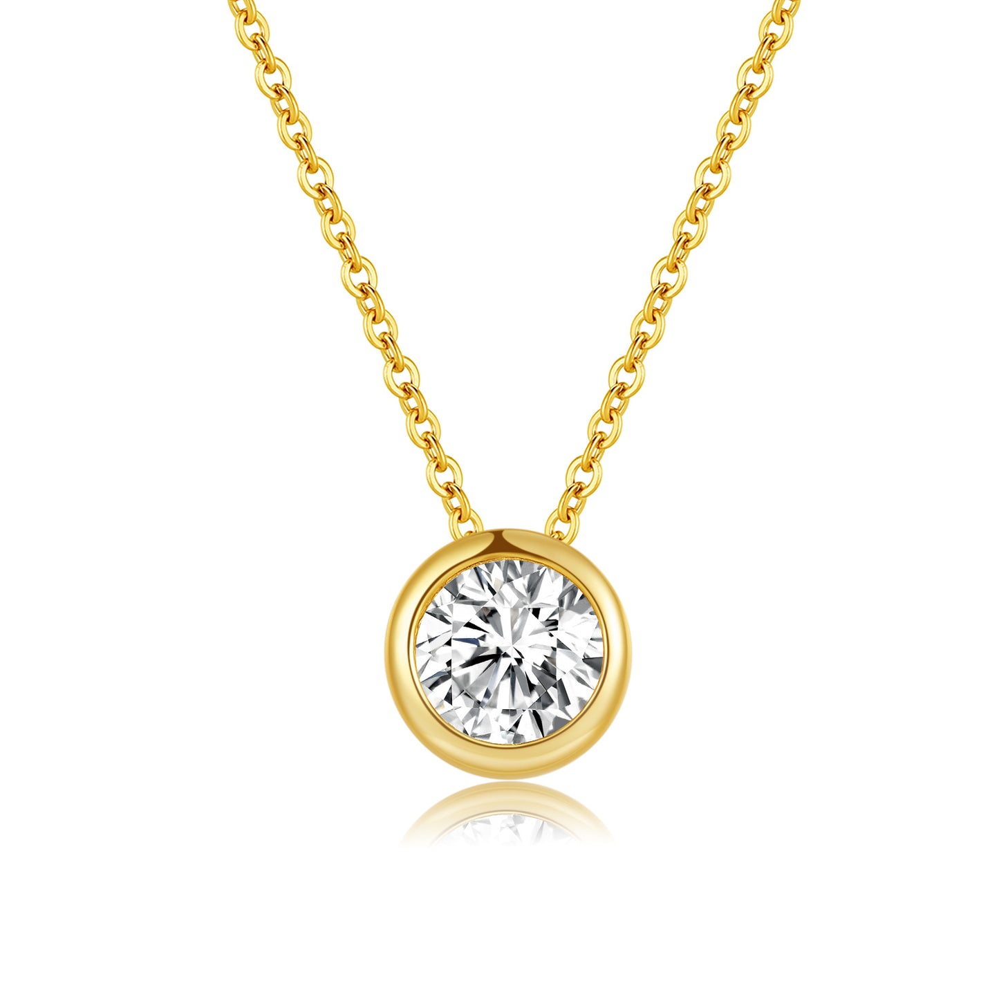 S925 Sterling Silver Classic Solitaire Moissanite Necklace - Women's Stylish Elegant Jewelry