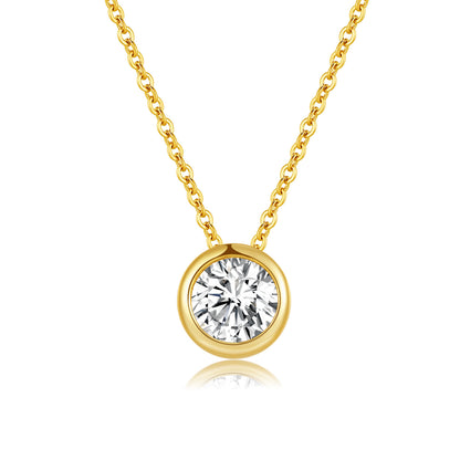 S925 Sterling Silver Classic Solitaire Moissanite Necklace - Women's Stylish Elegant Jewelry