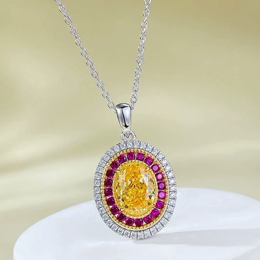 Sterling Silver 925 Dainty Yellow Zircon Collar Necklace for Women