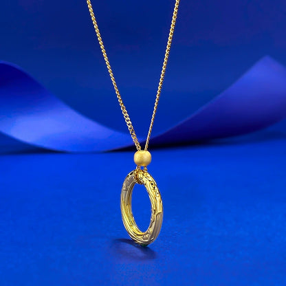 Ricady Jewel S925 Silver Vintage Qiankun Circle Pendant | Green Diamond Gold-Plated Necklace