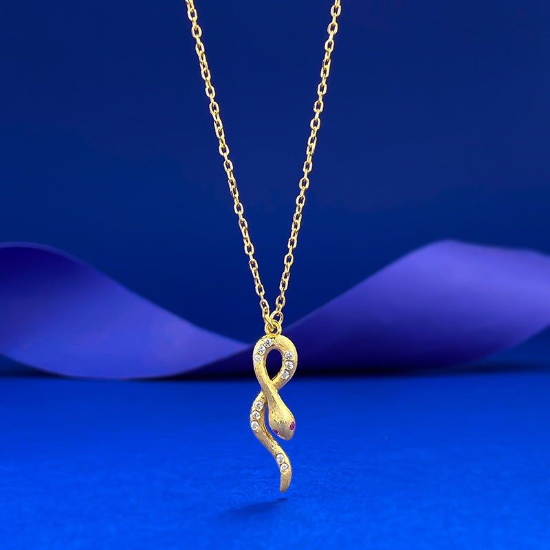 Ricady Jewel 925 Gold-Plated Wrap Choker | Wire-Drawn Snake Pendant Lucky Style