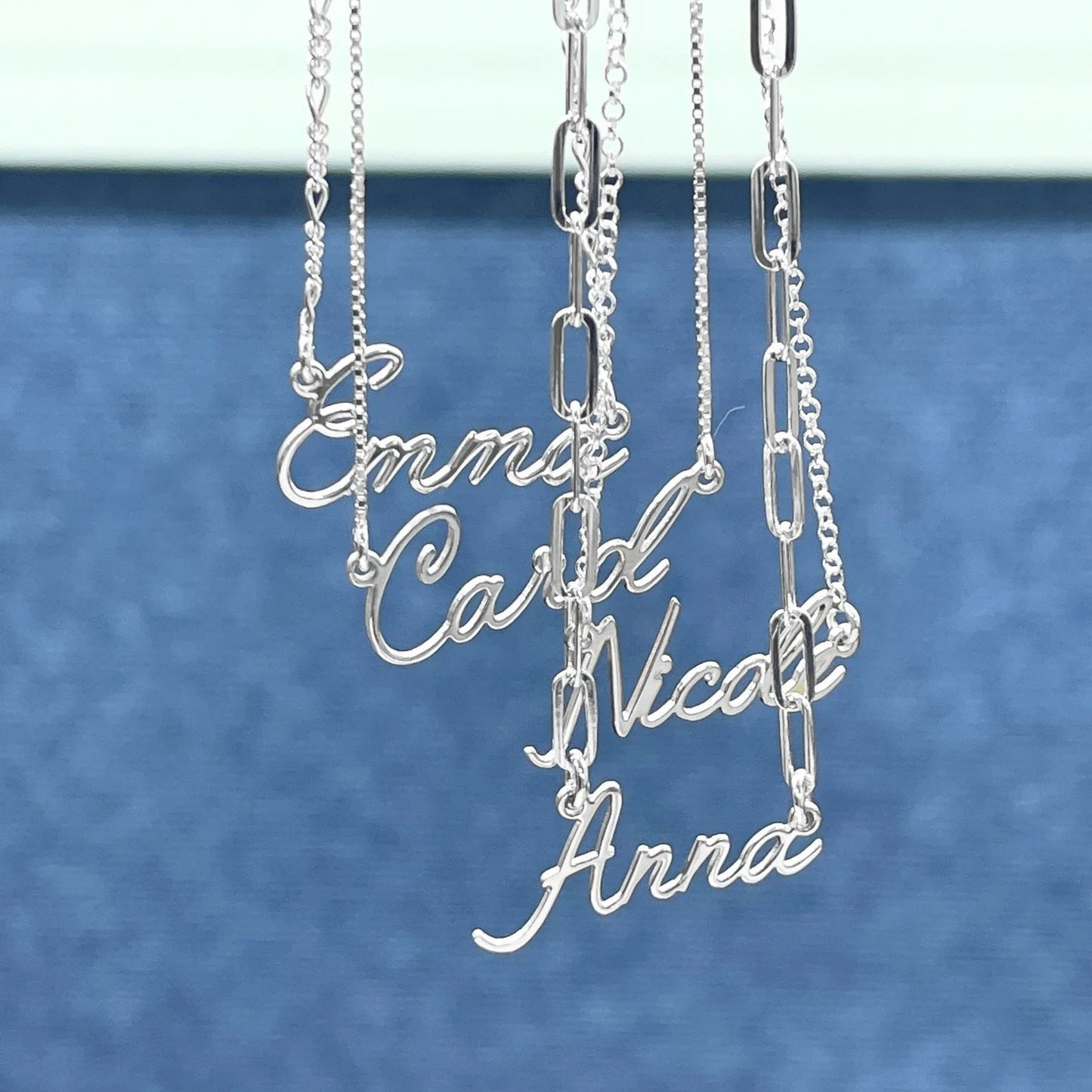 Layering Chain Necklace in 925 Sterling Silver - Customizable Name Letter Necklace