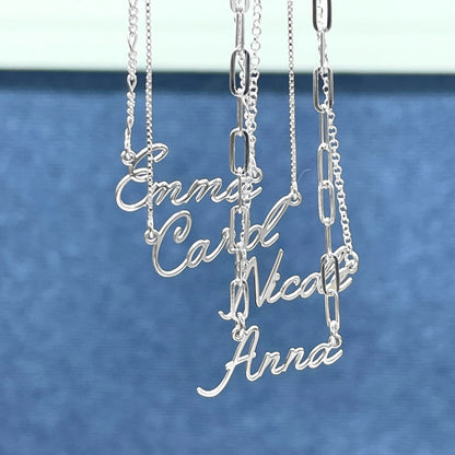 Layering Chain Necklace in 925 Sterling Silver - Customizable Name Letter Necklace