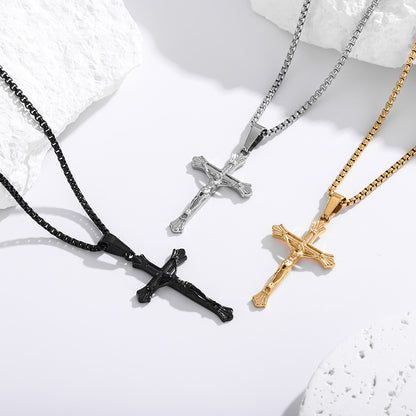 Titanium Steel Cross Pendant - Bold Geometric Design
