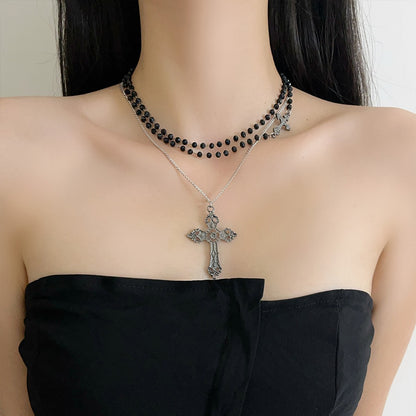 Two-Piece Cross Choker Necklace Set - Sweet & Cool Style