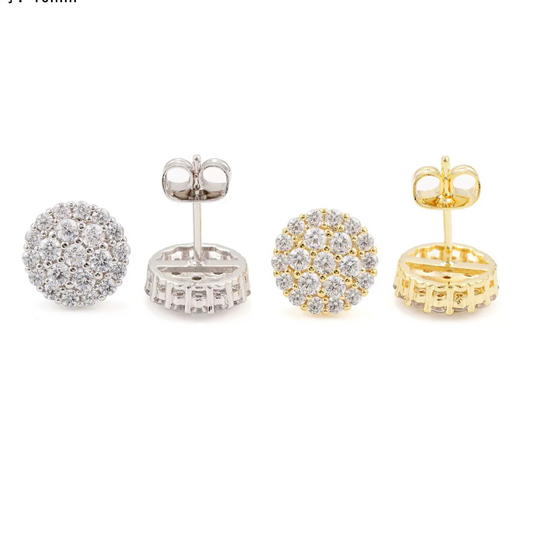 925 Sterling Silver VVS Moissanite Round Stud Earrings - Unisex High-Quality Jewelry