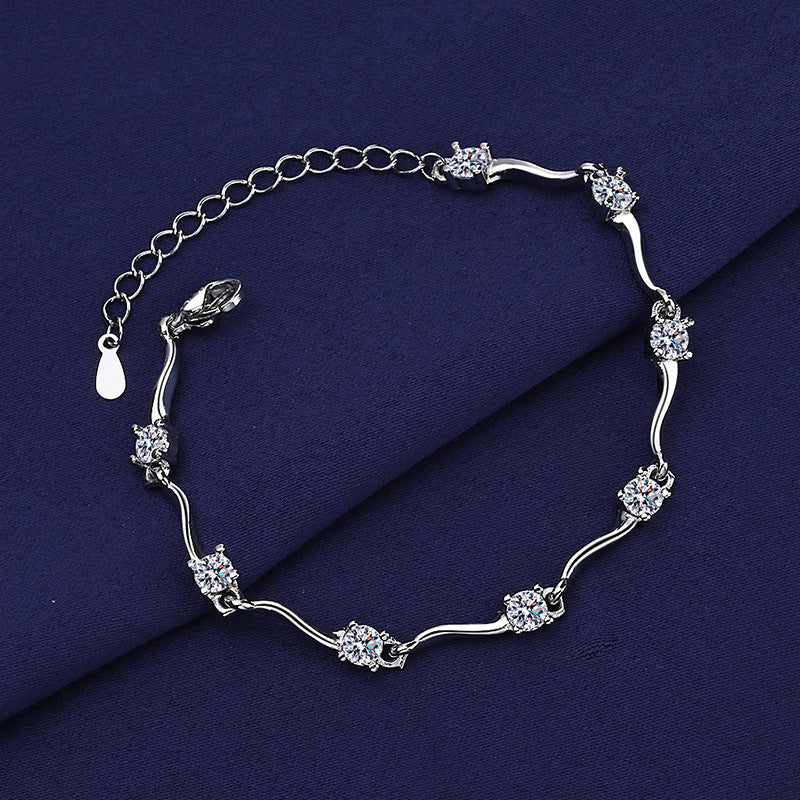 Leaf Wave Chain Bracelet in Sterling Silver for Women — Everyday Nature