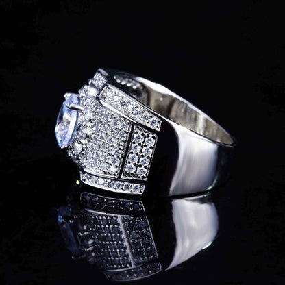 Ricady Jewel Men's Wide Band Luxury Ring, Full Pavé Diamond Statement Jewelry