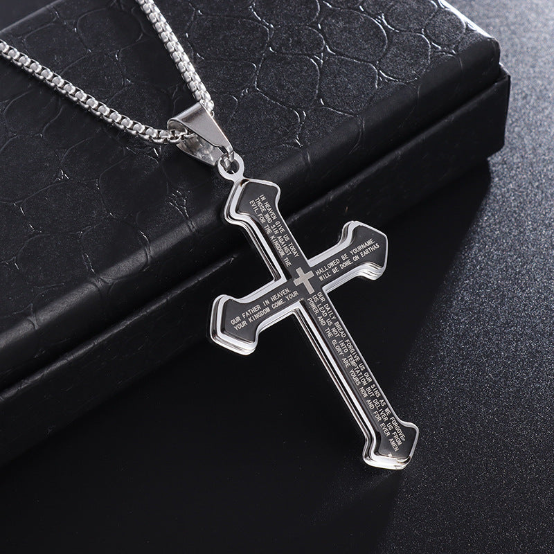 Geometric Linear Pendant Necklace with Snake Chain - Titanium Steel
