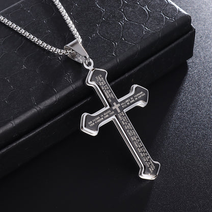 Geometric Linear Pendant Necklace with Snake Chain - Titanium Steel
