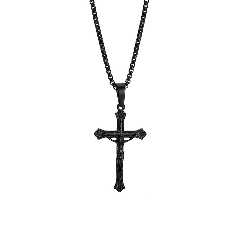Titanium Steel Cross Pendant - Bold Geometric Design