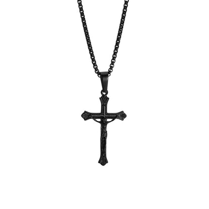 Titanium Steel Cross Pendant - Bold Geometric Design
