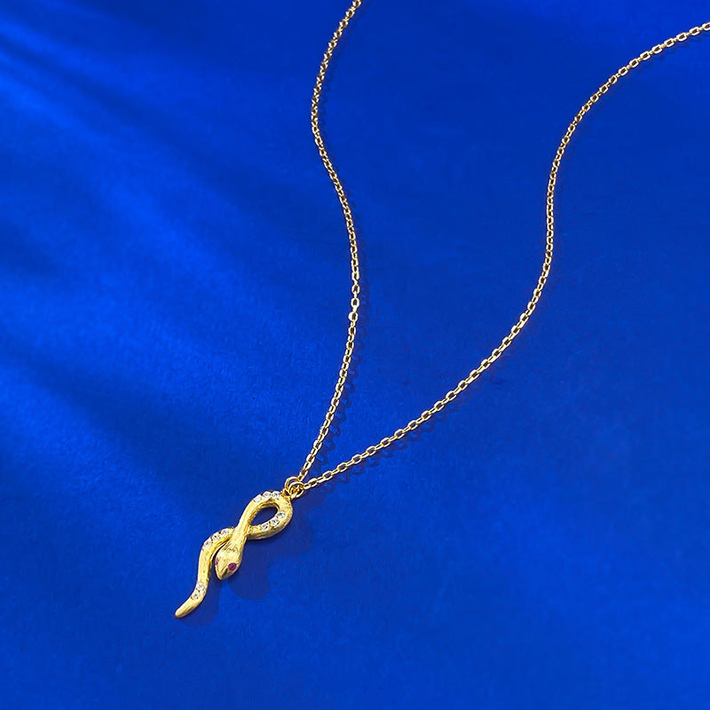 Ricady Jewel 925 Gold-Plated Wrap Choker | Wire-Drawn Snake Pendant Lucky Style