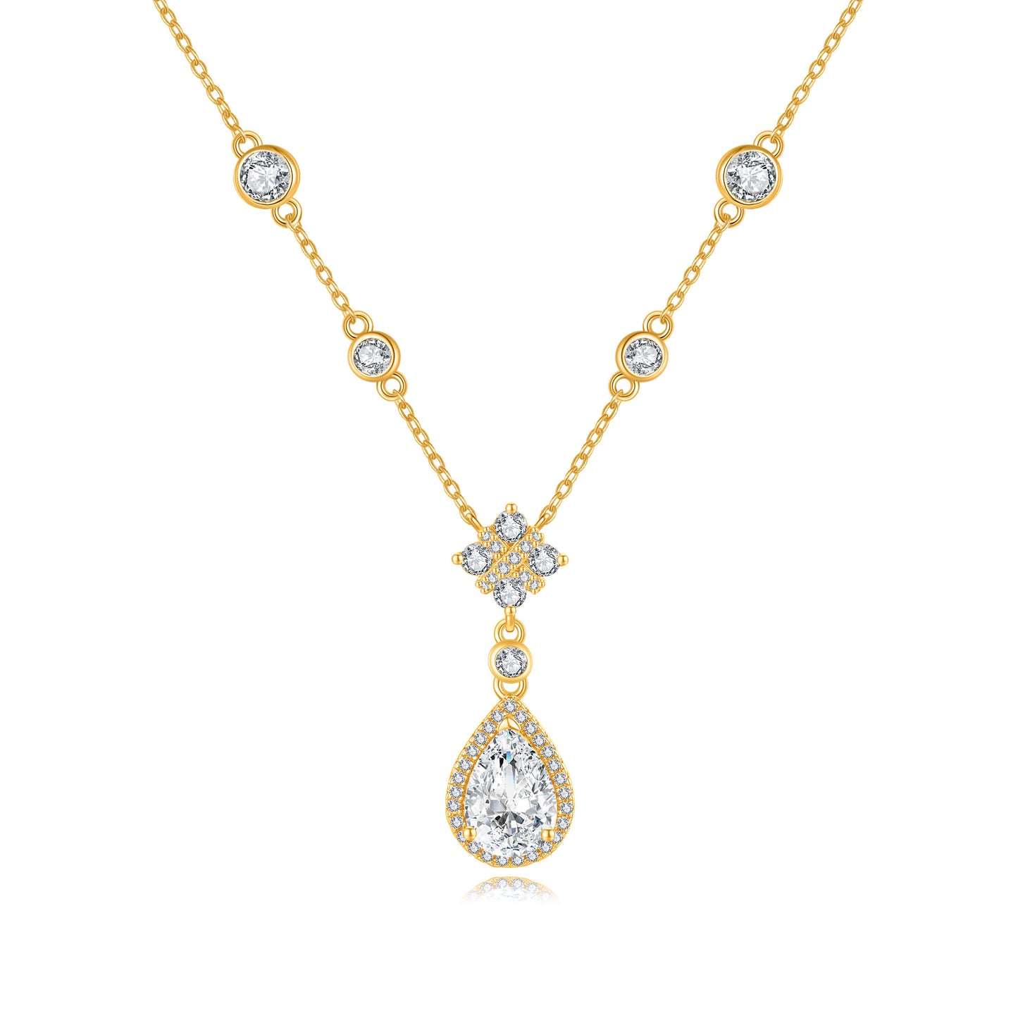 S925 Sterling Silver Necklace with Teardrop Moissanite - Stylish Light Luxury Pendant