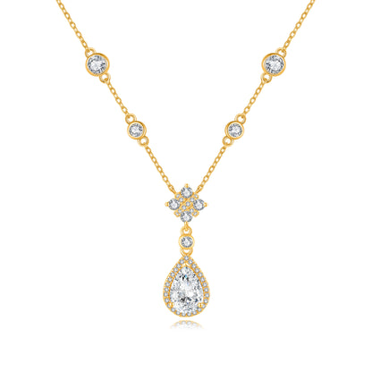 S925 Sterling Silver Necklace with Teardrop Moissanite - Stylish Light Luxury Pendant