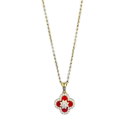 Ricady Jewel S925 Silver Clover Red Agate Necklace - Adjustable, Office Style