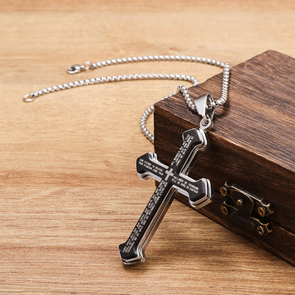 Geometric Linear Pendant Necklace with Snake Chain - Titanium Steel