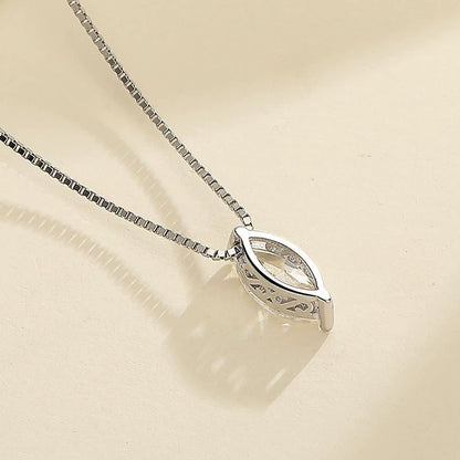 S925 Sterling Silver Marquise Moissanite Necklace - Women's Dainty Rhombus Pendant Box Chain