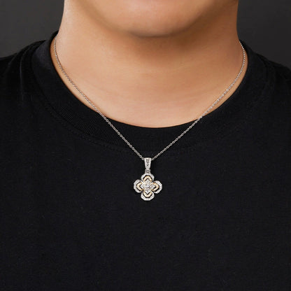 Ricady Jewel S925 Sterling Silver Women's Clover Moissanite Necklace - Floral Clavicle Chain Accessory