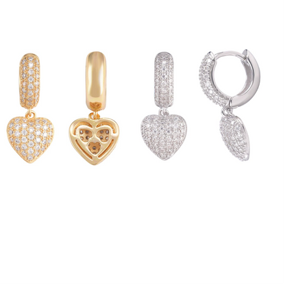 Luxury Minimalist 10mm Heart Earrings - S925 Silver with VVS Moissanite