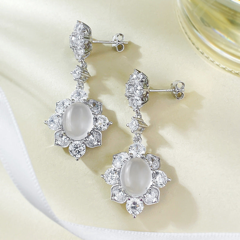 Diamond-Embedded 925 Silver Earrings with "Ruyi" Element – Timeless Elegance &amp; Good Fortune