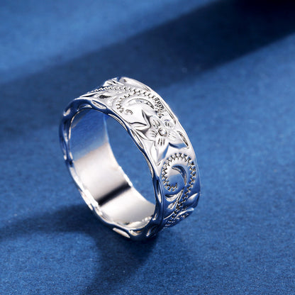 Ricady Jewel Vine Engraved Minimalist Ring for Women