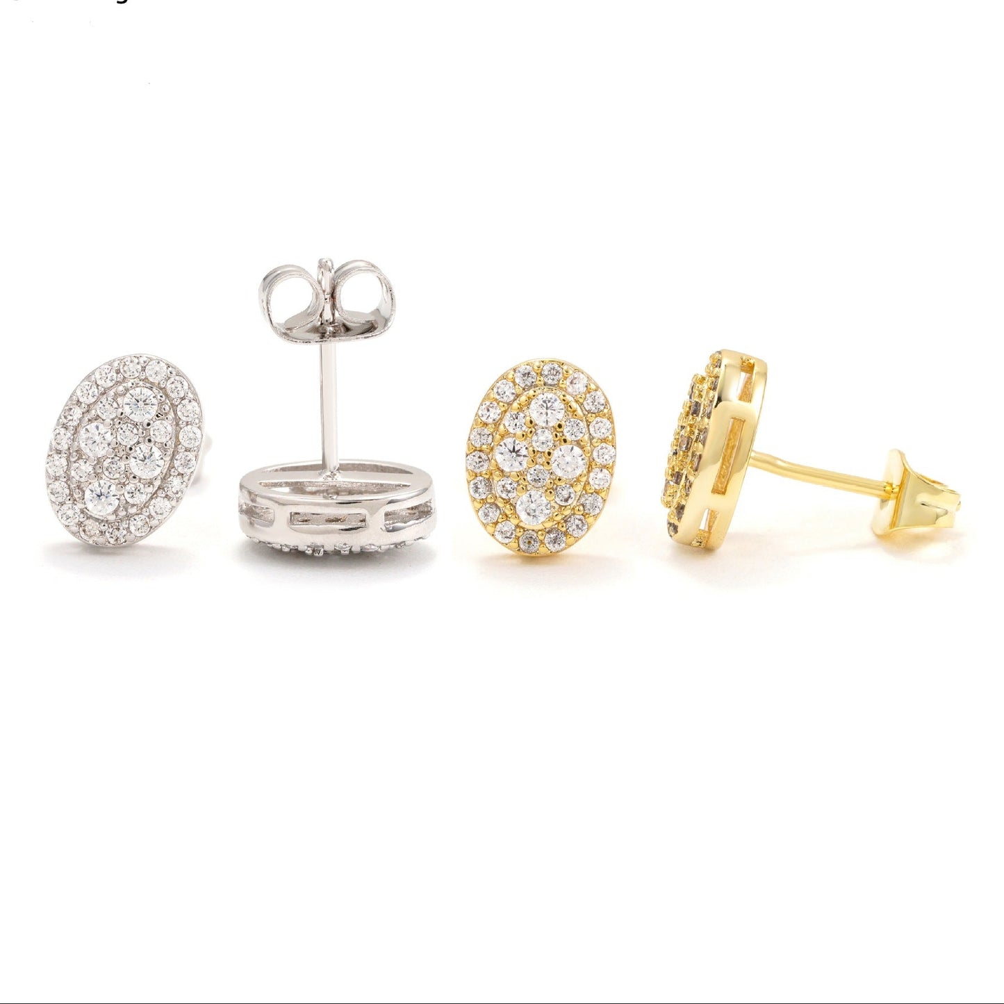 Premium 925 Silver Hip-Hop Earrings with Oval Moissanite Studs