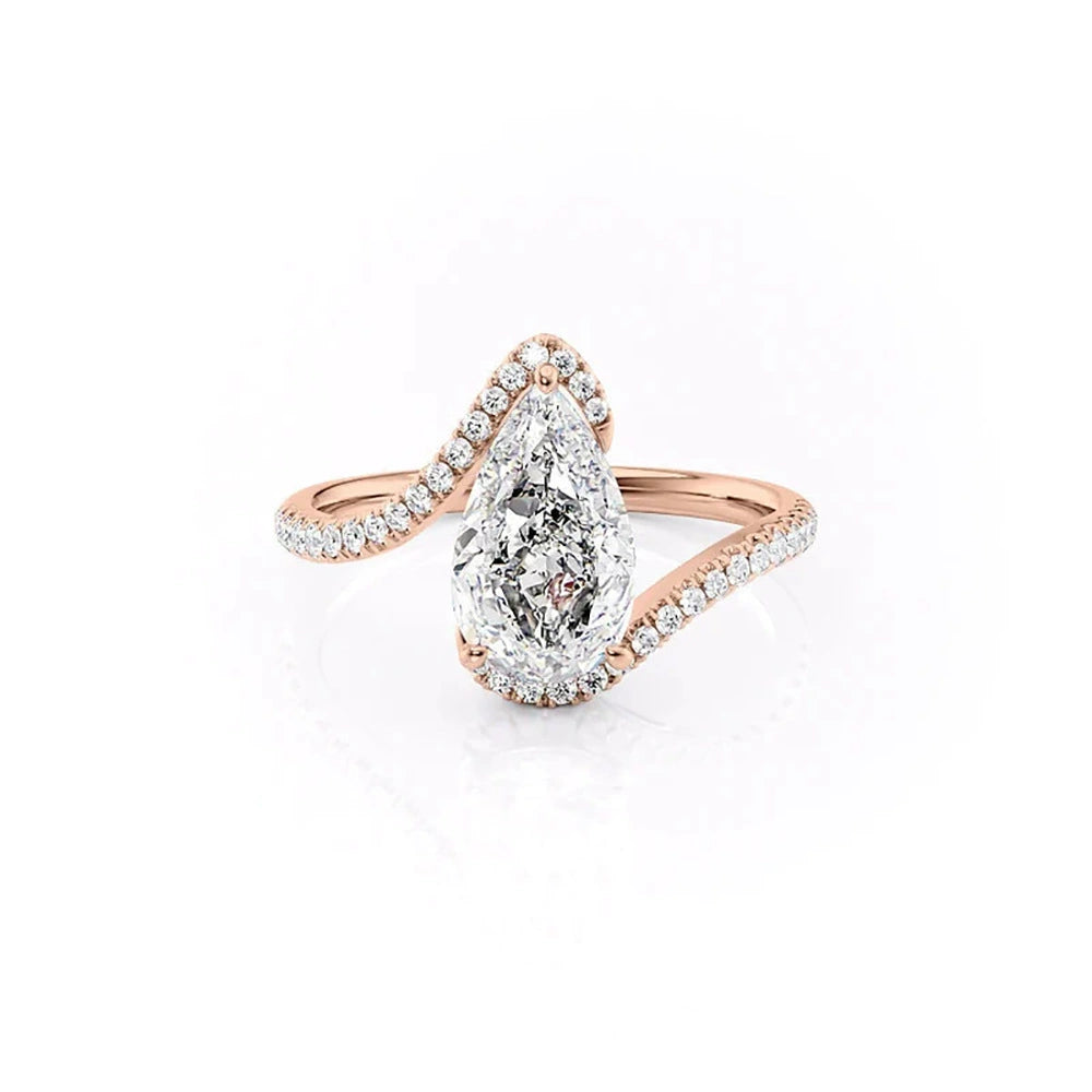 Teardrop Heart Engagement Ring, Luxury Micro-pavé Zircon Proposal Ring for Brides