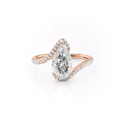 Teardrop Heart Engagement Ring, Luxury Micro-pavé Zircon Proposal Ring for Brides