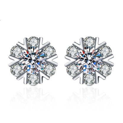 Ricady Jewel Bold Snowflake Zircon Stud Earrings for Women, Minimalist Statement Everyday Luxury