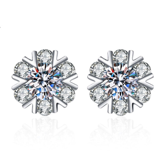 Ricady Jewel Bold Snowflake Zircon Stud Earrings for Women, Minimalist Statement Everyday Luxury