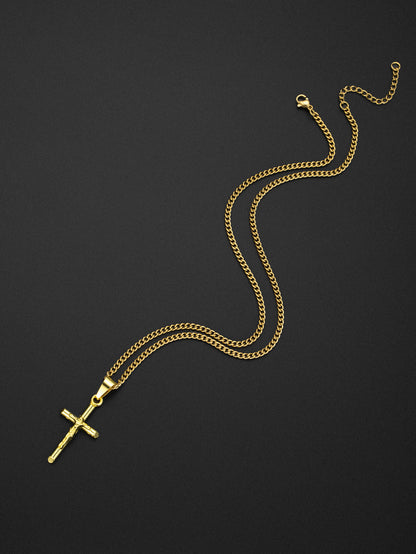 Artistic Cross Pendant Necklace in Titanium Steel - Vintage Style