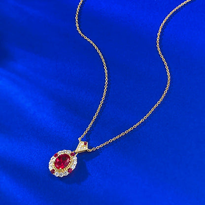 Women's S925 Silver Pigeon Blood Pendant | Elegant Dainty Collar Necklace