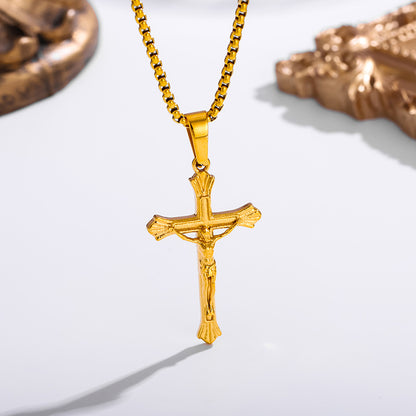 Titanium Steel Cross Pendant - Bold Geometric Design