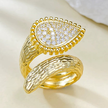 Bohemian Style Ring | Simulated Diamond Snake Wedding Band EU/US Ins Vibe