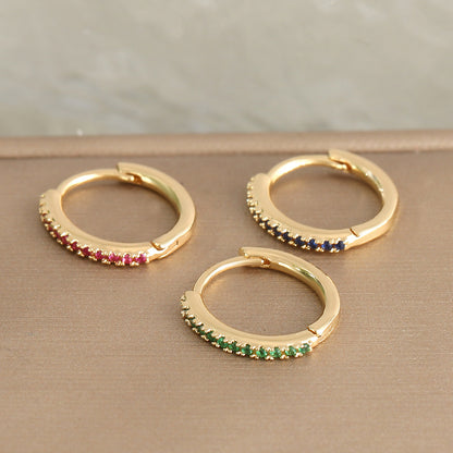 Luxury Copper Earrings with Colored Zircon - Trendy Hip Hop Hoop Earrings