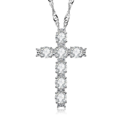 Ricady Jewel S925 Sterling Silver Cross Moissanite Pendant Necklace - High-End Minimalist Light Luxury Gift