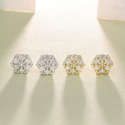 Personalized 925 Silver VVS Moissanite Stud Earrings - 4.0mm Large Stone Trendy Jewelry