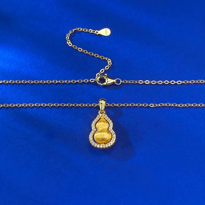 Ricady Jewel 925 Silver Neo-Chinese Necklace | Vintage Wire-Drawn Rotating Gourd Pendant