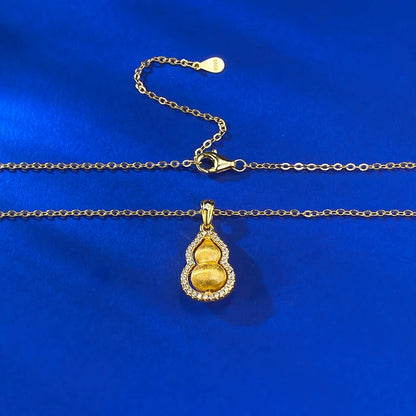 Ricady Jewel 925 Silver Neo-Chinese Necklace | Vintage Wire-Drawn Rotating Gourd Pendant