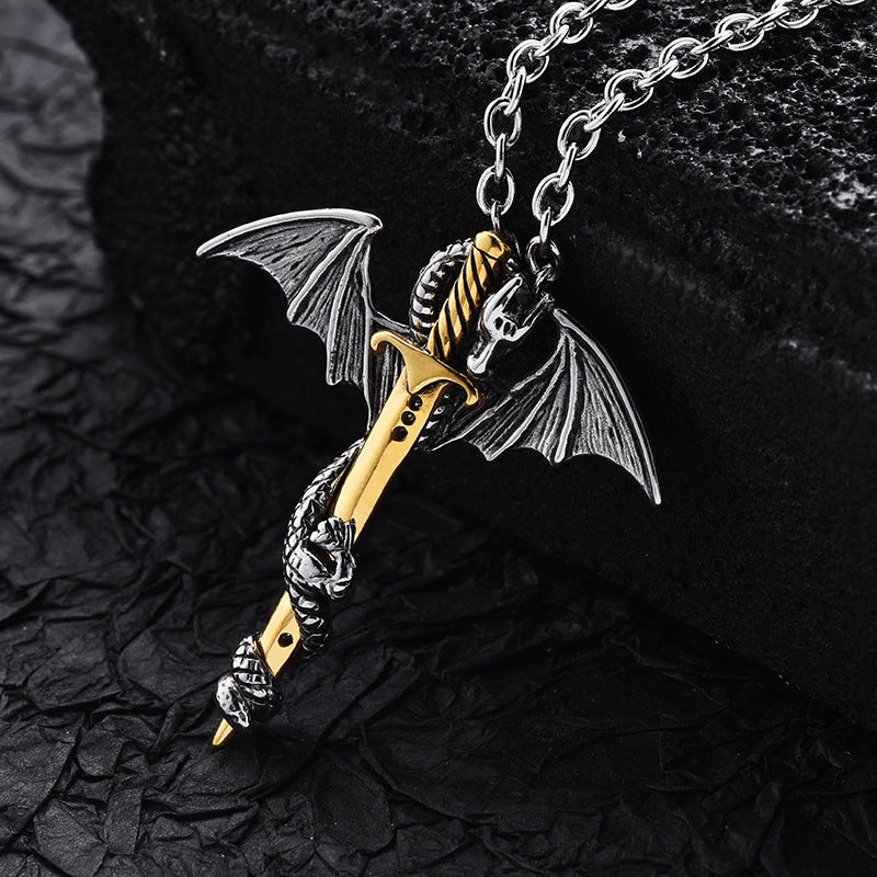 Angel Wing Pearl Chain Necklace | Titanium Steel Fashion Pendant