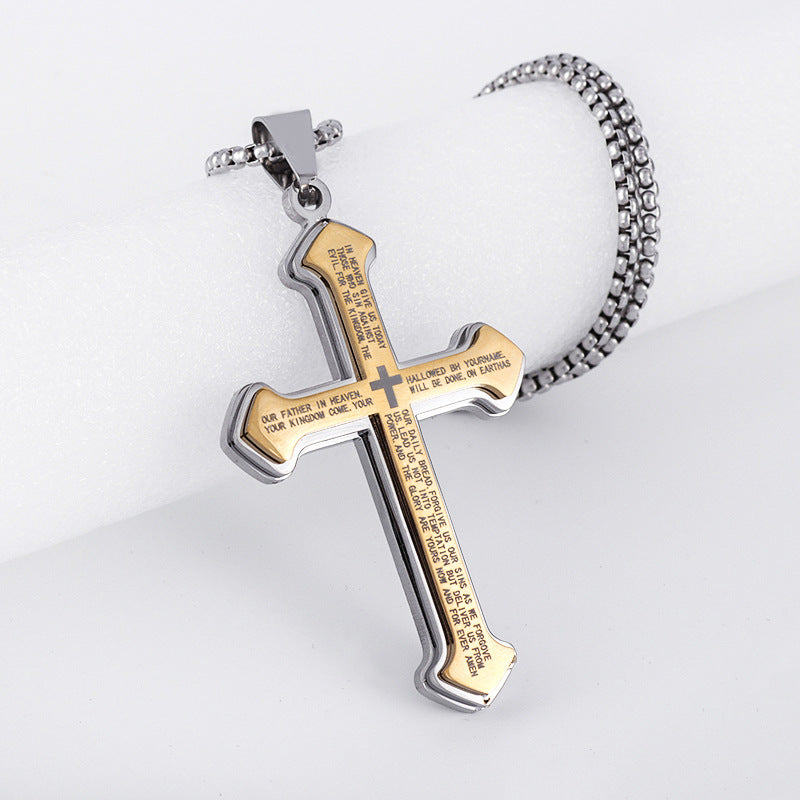 Geometric Linear Pendant Necklace with Snake Chain - Titanium Steel