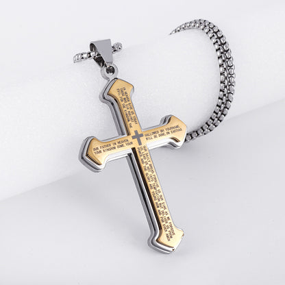 Geometric Linear Pendant Necklace with Snake Chain - Titanium Steel