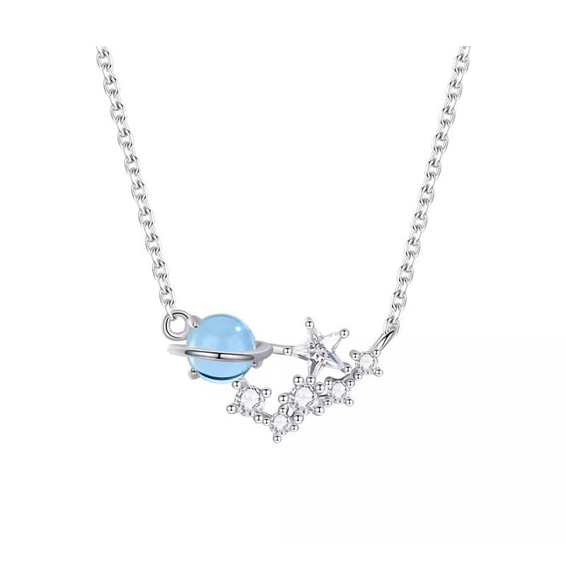 Women's 925 Silver Cosmic Planet Necklace - Minimalist Luxury & Unique Design