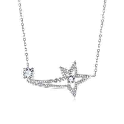 S925 Sterling Silver 0.5ct Round Moissanite Starfish Necklace - Dainty Versatile Layering Chain