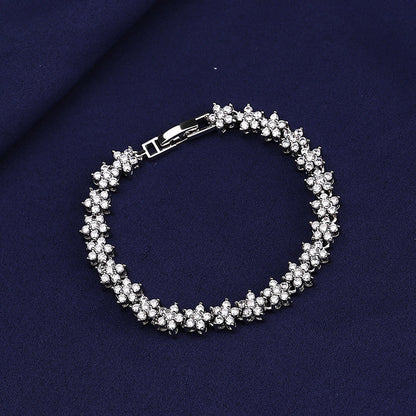 Glamorous Zircon Flower Bracelet for Women - Luxury Jewelry Gift for Girlfriend Birthday