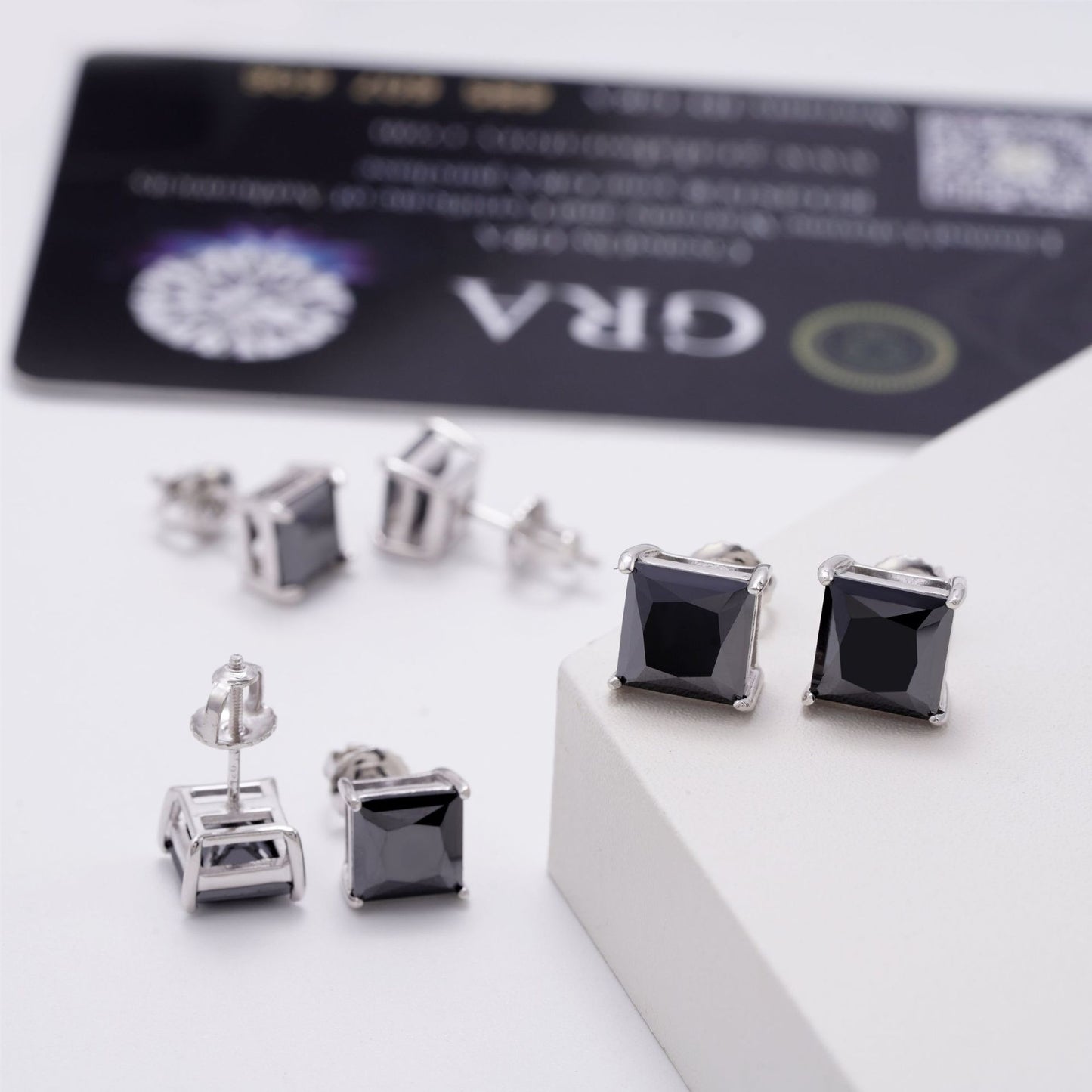 Trendy Unisex S925 Silver Earrings with VVS Black Moissanite