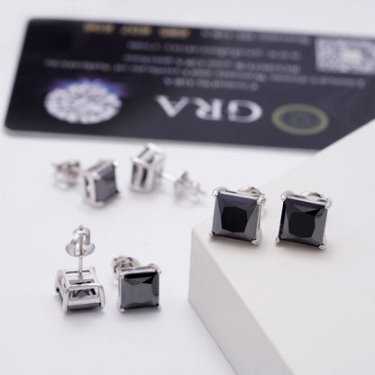 Trendy Unisex S925 Silver Earrings with VVS Black Moissanite